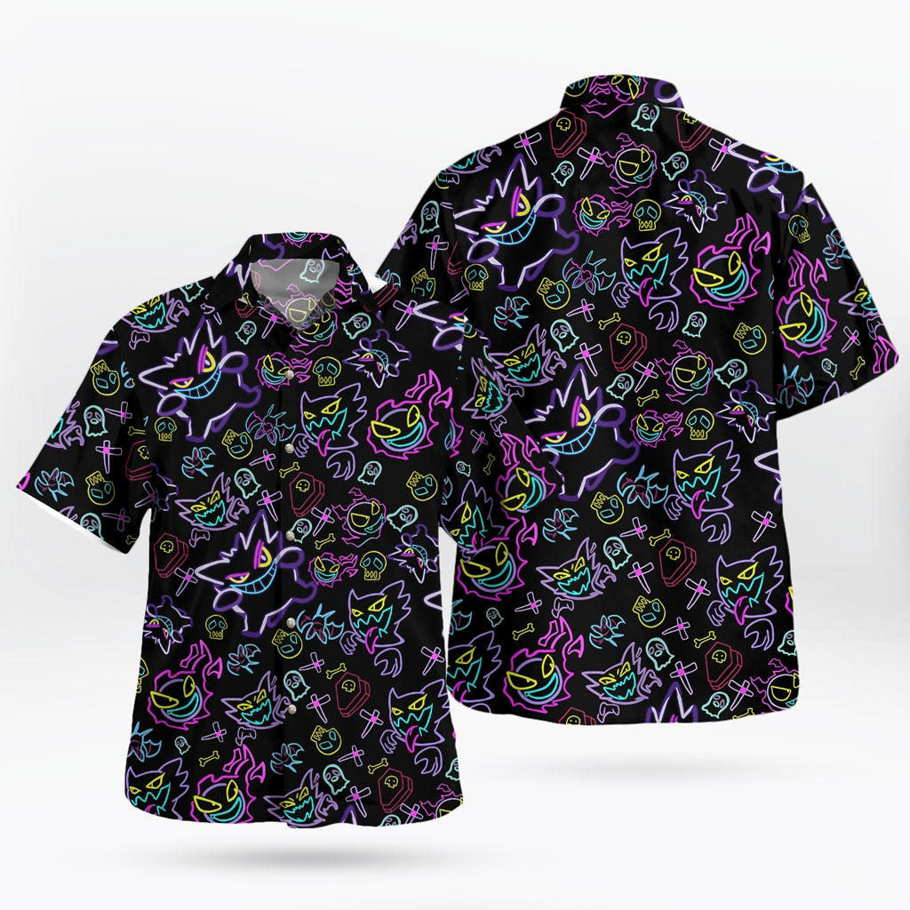 Pokemon Gengar Hawaiian Shirt, Neon Style