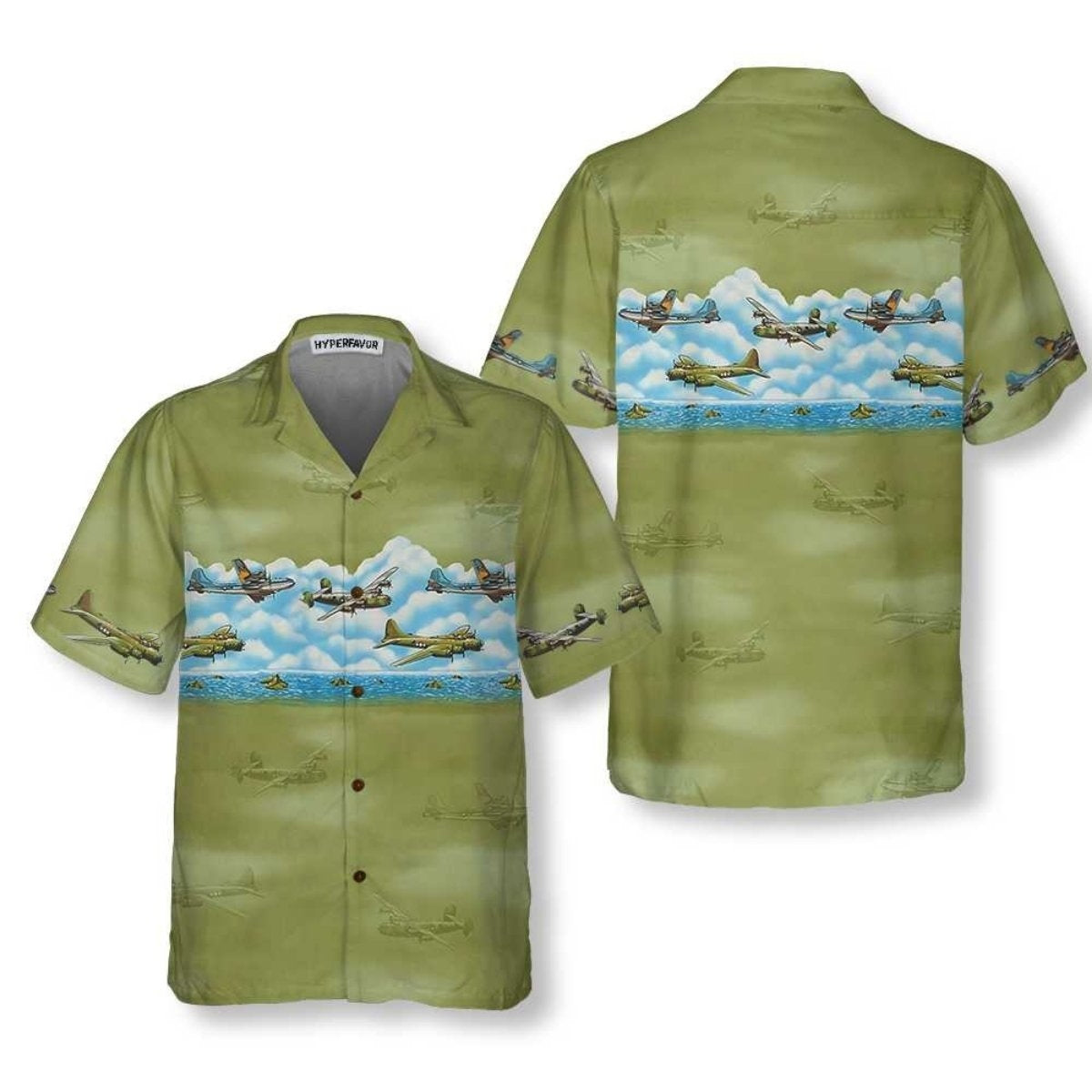 Aircraft Camo Pattern Hawaiian Shirt