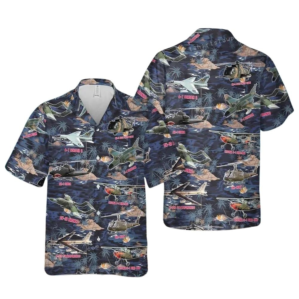 Vietnam War Airplanes And Helicopters Hawaiian Shirt