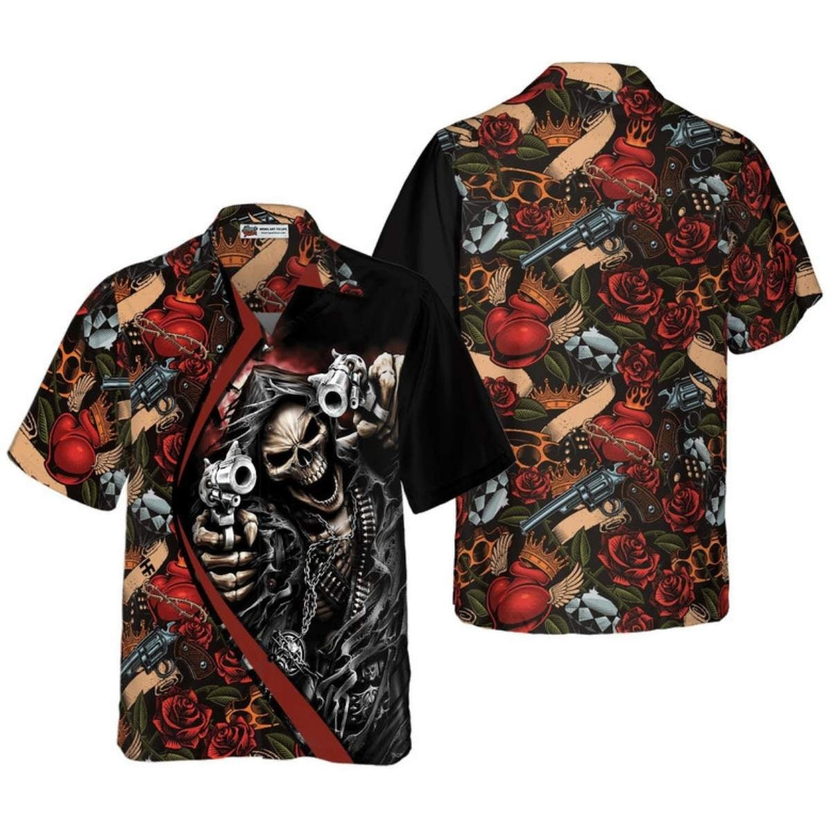 Colorful Gun Skull Hawaiian Shirt