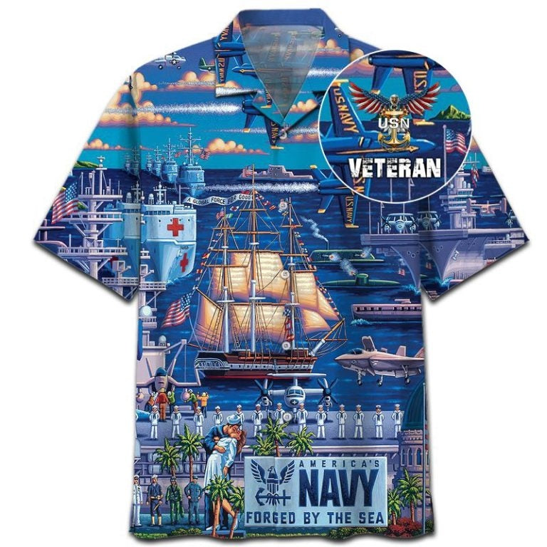 Us Navy Forget By The Sea Hawaiian Shirt