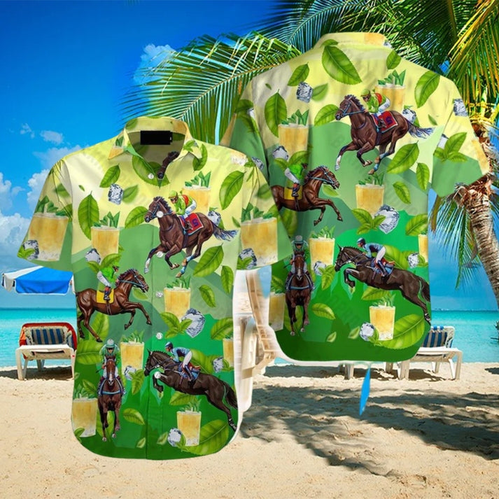 Kentucky Derby Green Hawaiian Shirt