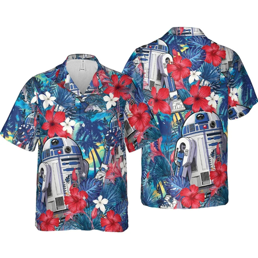 Star Wars Hawaiian Shirt, Summer Vacation R2 D2 Tropical
