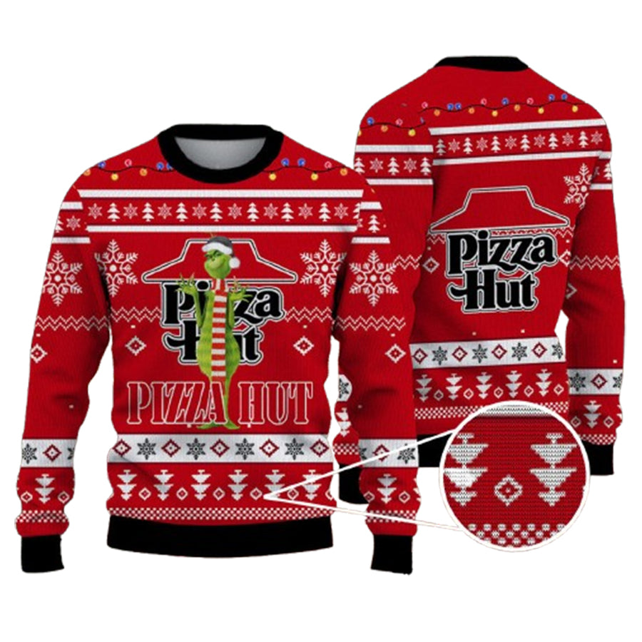 Pizza Hut With Grinch Ugly Christmas Sweater