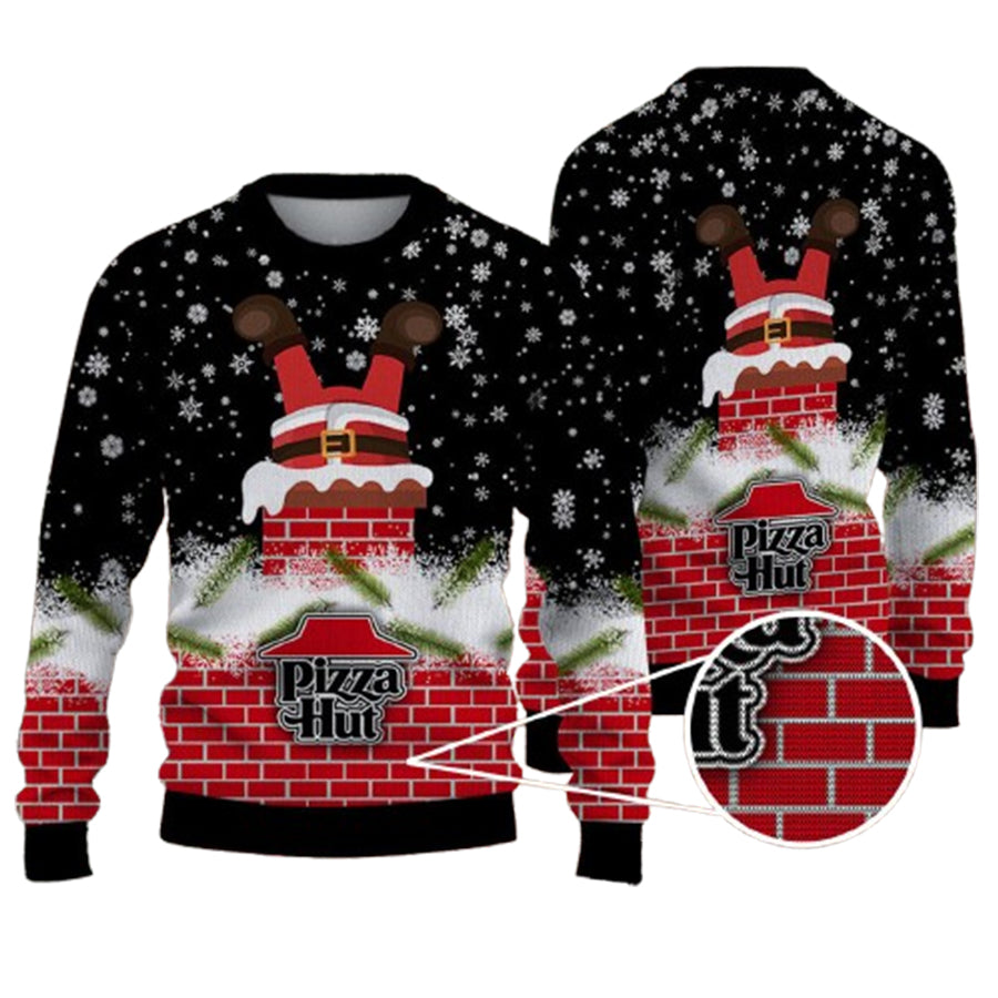 Funny Santa Pizza Hut Ugly Christmas Sweater