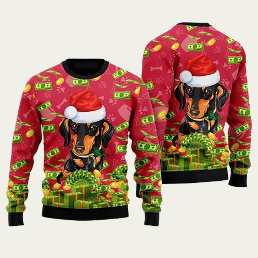 Dachshund And Money Ugly Christmas Sweater