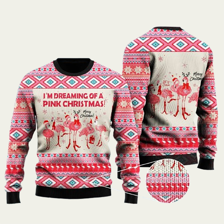 Pink Christmas Flamingo Ugly Christmas Sweater