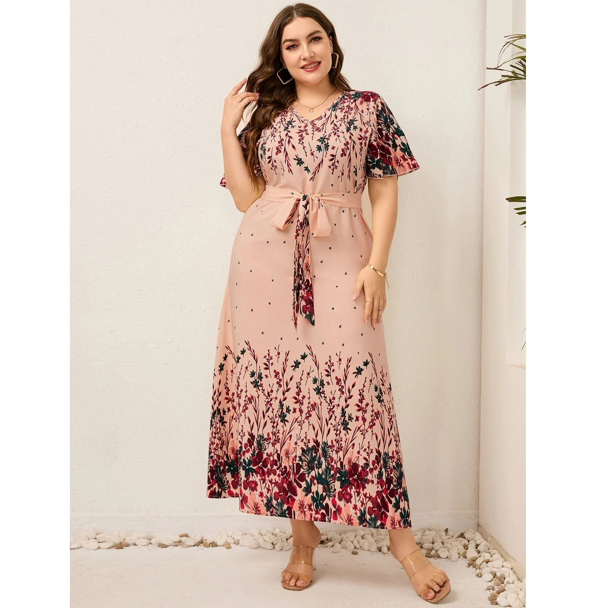 Short Sleeve Plus Size Long Dresses