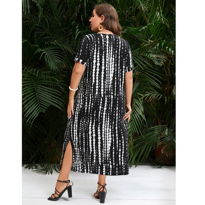 Plus Size Black Striped Dresses