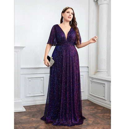 Glitter Wedding Bridesmaid Dress For Plus Size