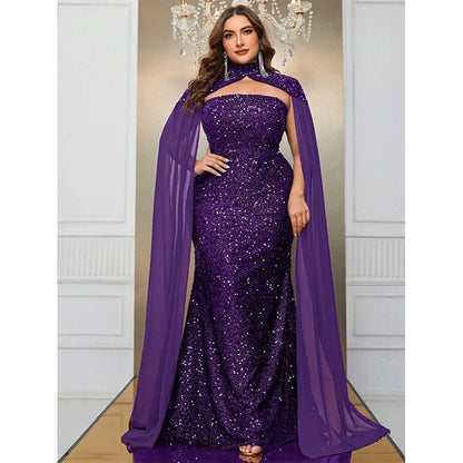 Plus Size Luxurious Sequin Dress for Prom Wedding