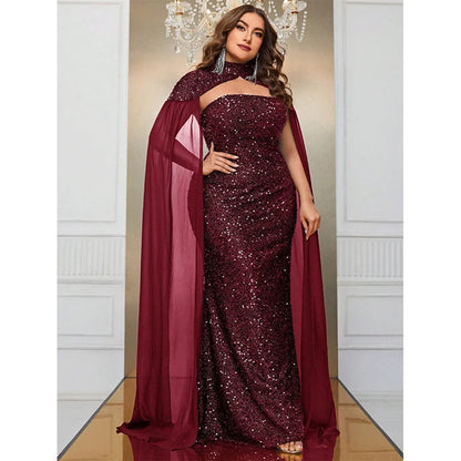 Plus Size Luxurious Sequin Dress for Prom Wedding