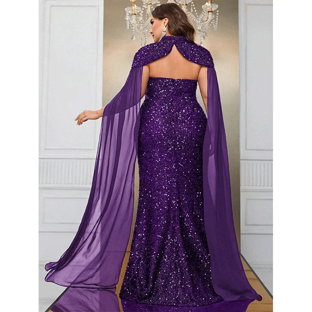 Plus Size Luxurious Sequin Dress for Prom Wedding