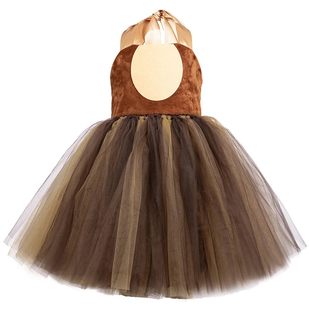 Brown Bear Costume Tutu Dress for Kid Girl