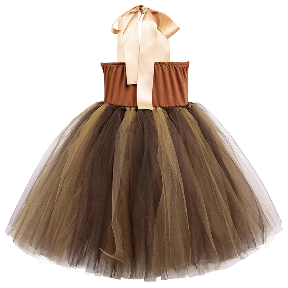 Brown Bear Costume Tutu Dress for Kid Girl