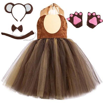 Brown Bear Costume Tutu Dress for Kid Girl