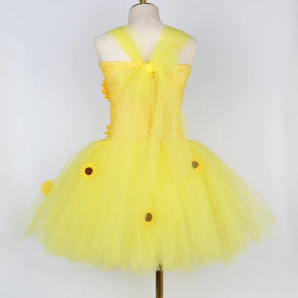 Autumn Sunflower Fairy Princess Dress for Girl