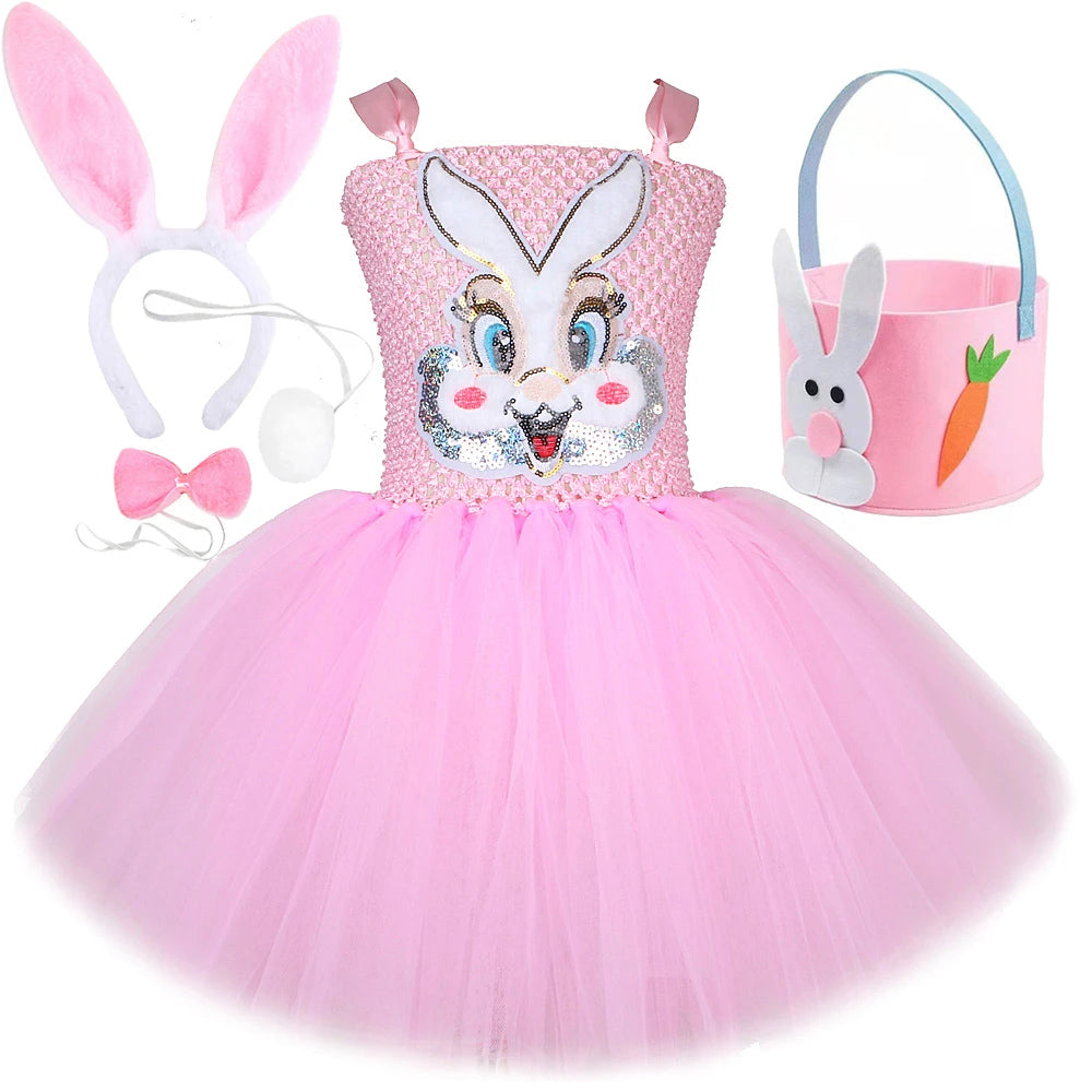 Pink Easter Bunny Costume Tutu Dress for Kid