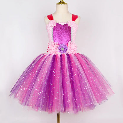 Sparkly Pink Purple Dress with Wings for Kid