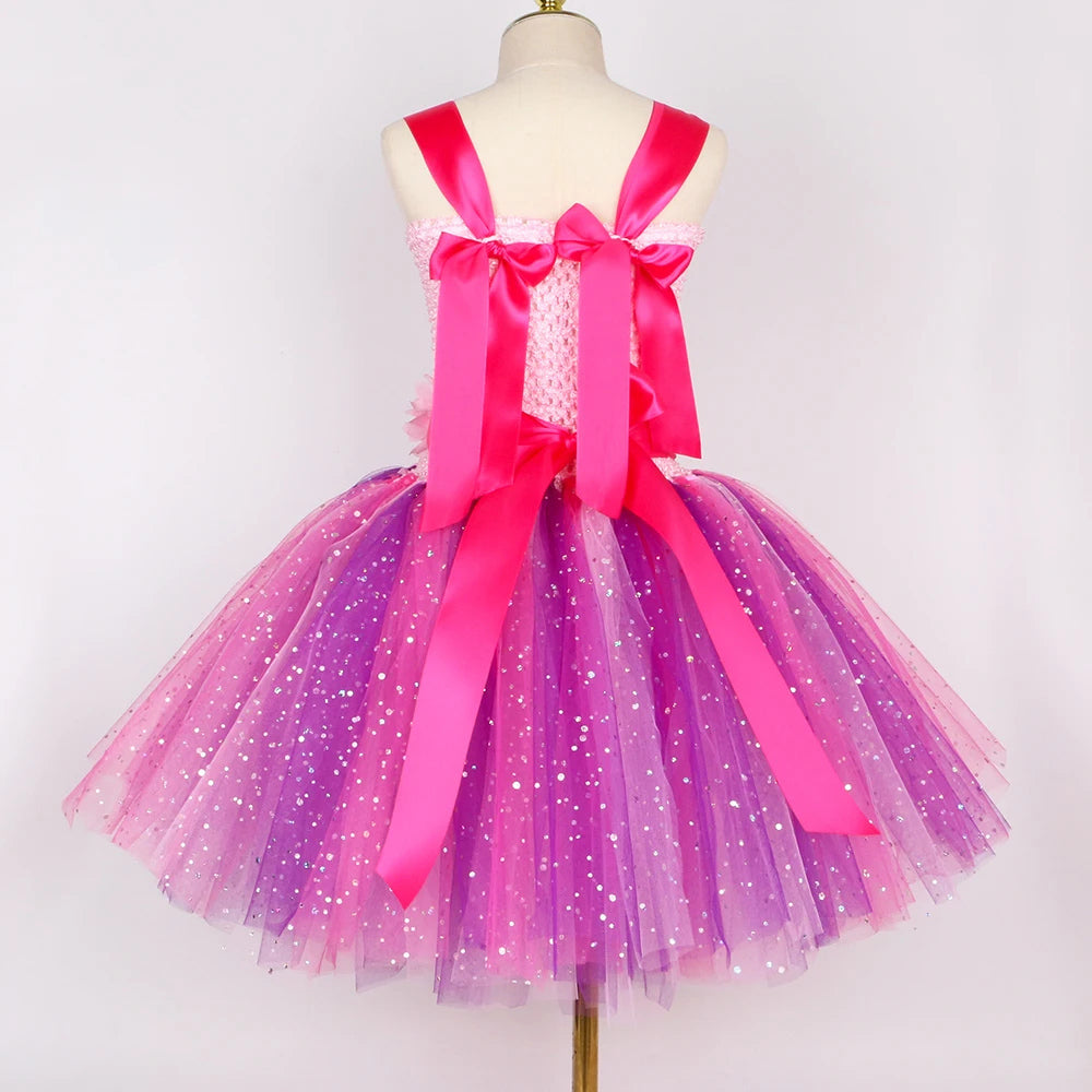 Sparkly Pink Purple Dress with Wings for Kid