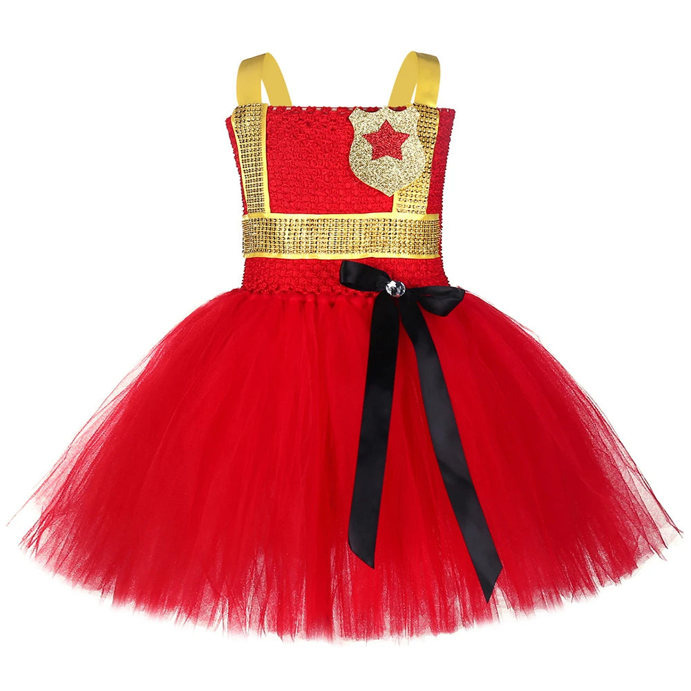 Gold Red Firefighter Tutu Dress Fireman Costume Kid