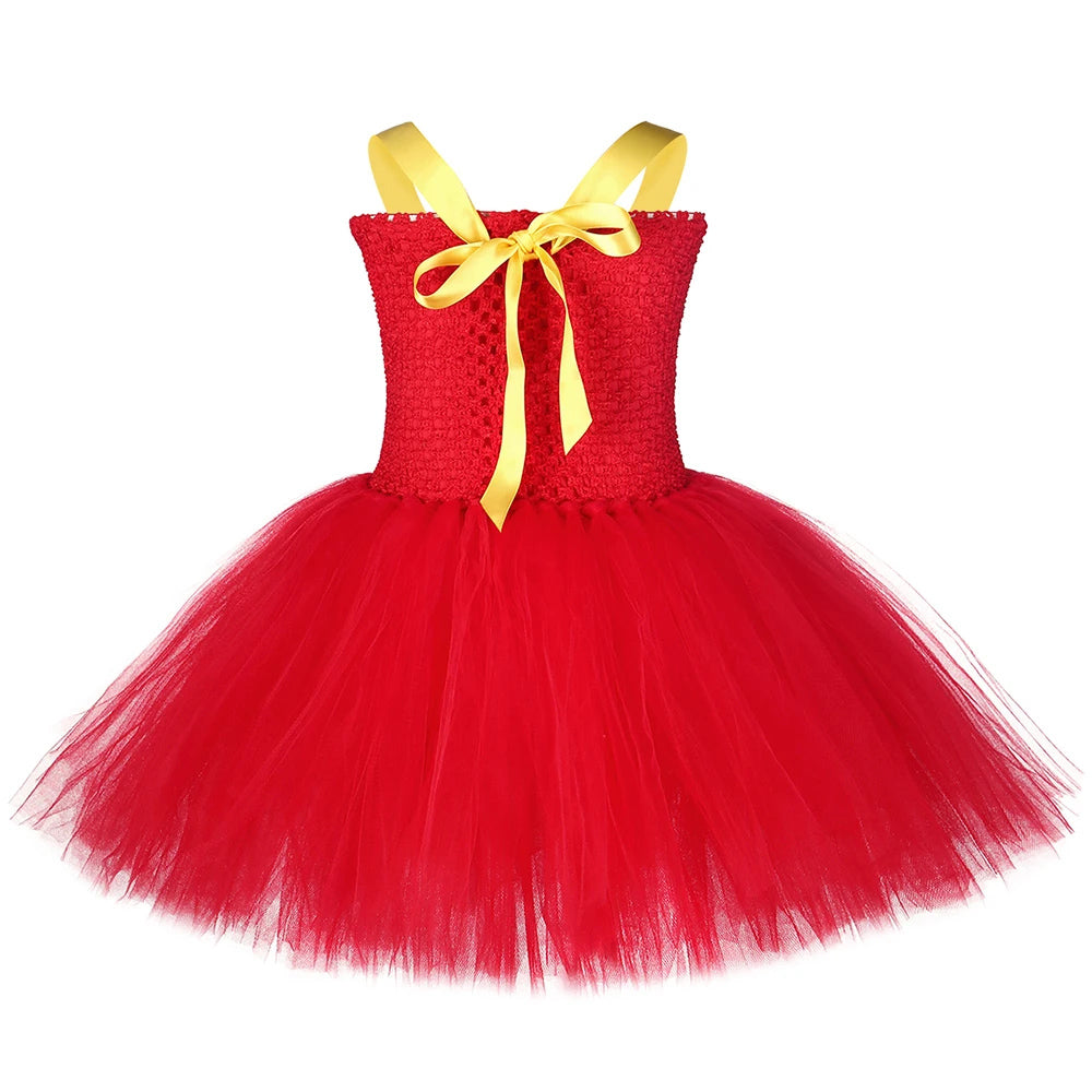 Gold Red Firefighter Tutu Dress Fireman Costume Kid