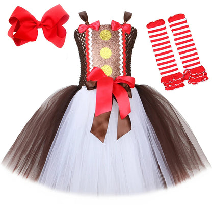 Gingerbread Christmas Costume Girl Kid Dress