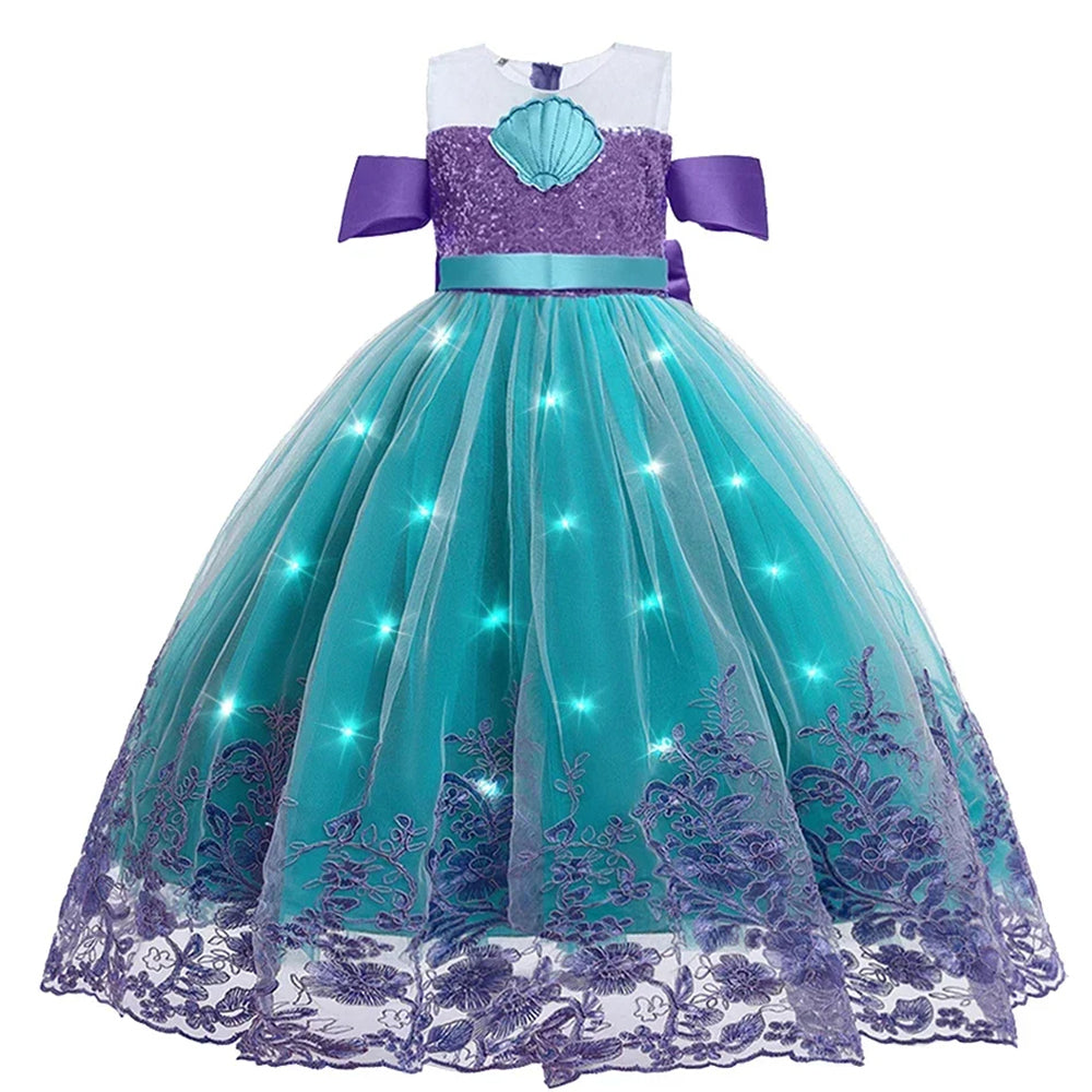 Mermaid Dress with LED Lights for Kid Girls