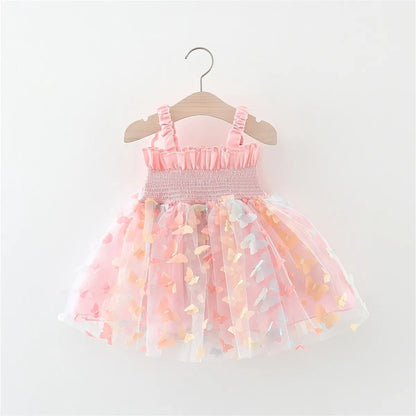 Embroidered Butterfly Summer Kid Dress with Back Wing