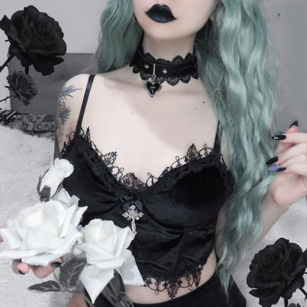 Halloween Cross Gothic Crop Top 90Y-107