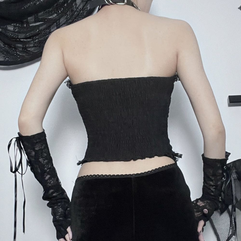 Halloween Black Gothic Crop Top Corset 90Y-112