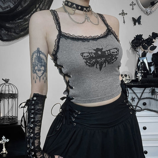 Halloween Moth Gothic Crop Top 90Y-113