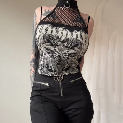 Halloween Satan Gothic Crop Top 90Y-115