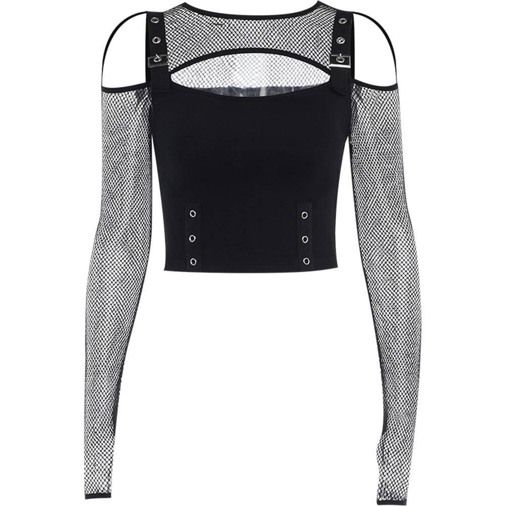 Halloween Outfit Gothic Long Sleeve Crop Top 90Y-117