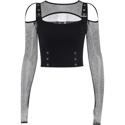 Halloween Outfit Gothic Long Sleeve Crop Top 90Y-117