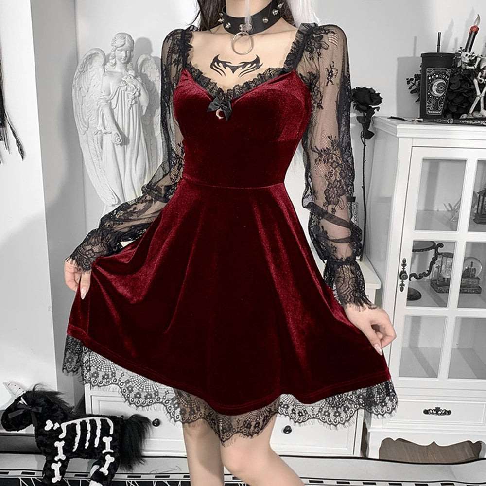 Halloween Gothic Red Dress 90Y-128