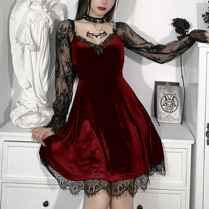 Halloween Gothic Red Dress 90Y-128