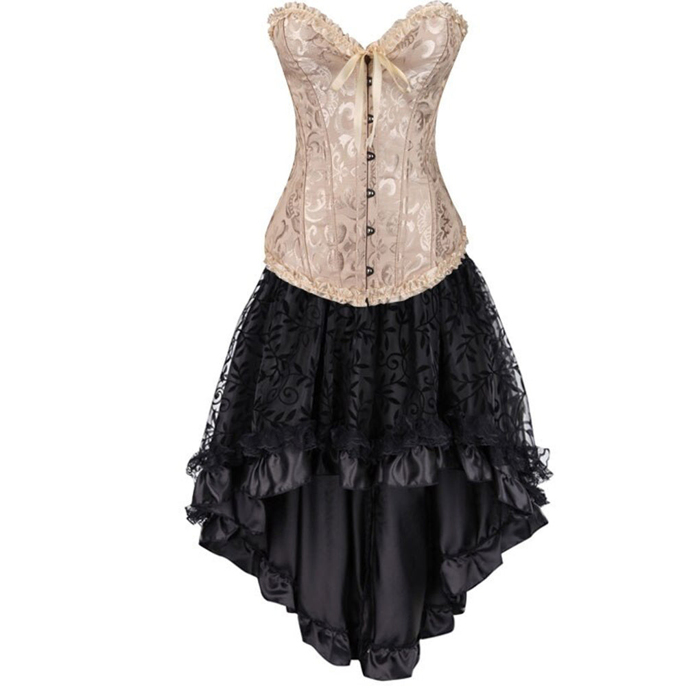 Halloween Gothic Long Corset Dress 90Y-131 apricot