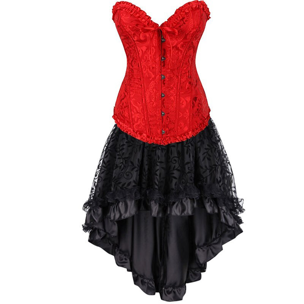 Halloween Gothic Long Corset Dress 90Y-131 red