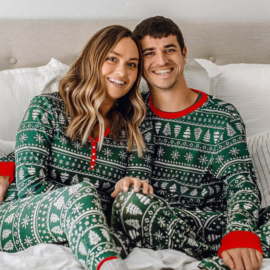 Green Christmas Tree Matching His Her Pajamas for Couple 90Y-152