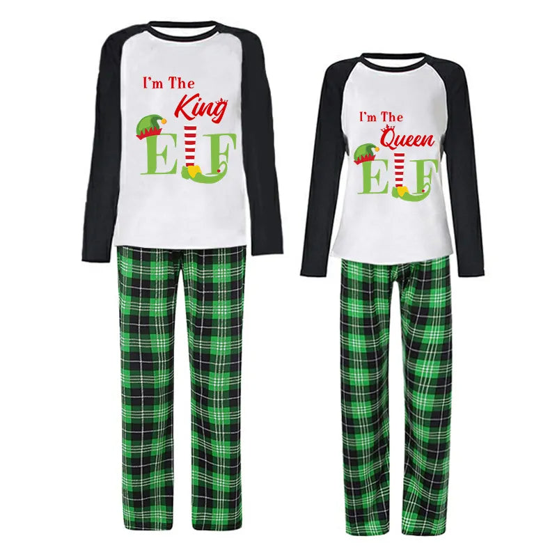 King and Queen ELF Christmas Pajamas for Couple 90Y-156