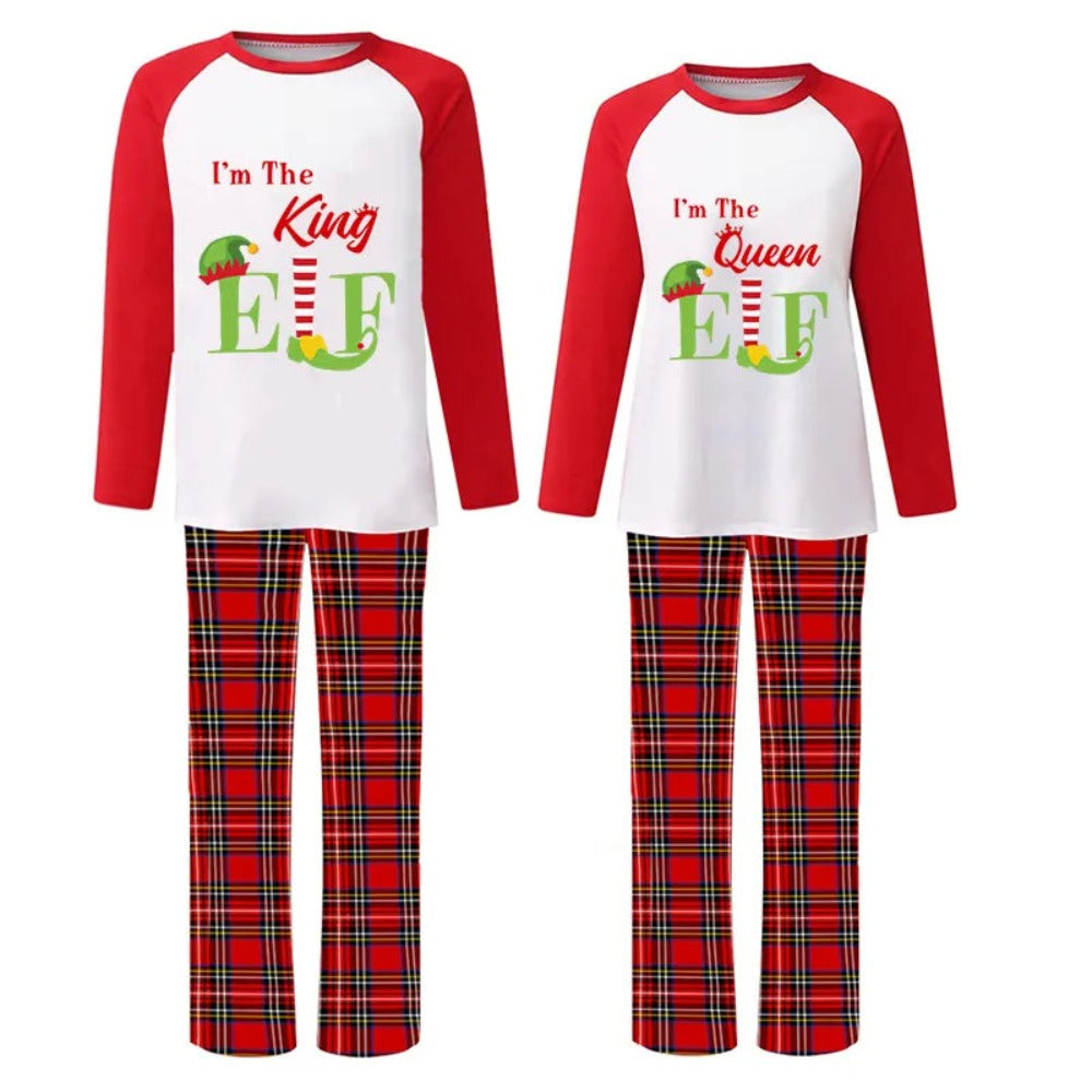 King and Queen ELF Christmas Pajamas for Couple 90Y-156