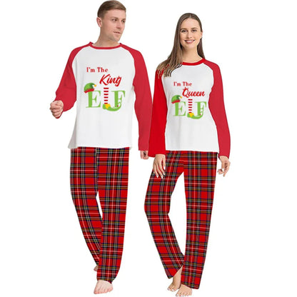 King and Queen ELF Christmas Pajamas for Couple 90Y-156