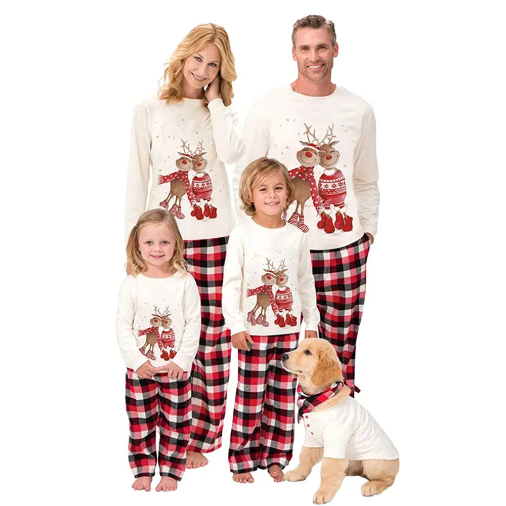 Cute Reindeer Christmas Pajamas for Family and Dog 90Y-180