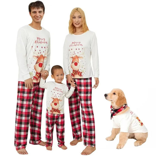 Cute Deer Matching Family Pajamas with Dog 90Y-182