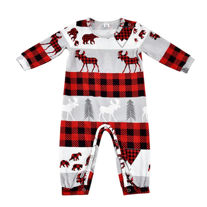 Red Striped Christmas Family Pajamas with Dog Bandana 90Y-183