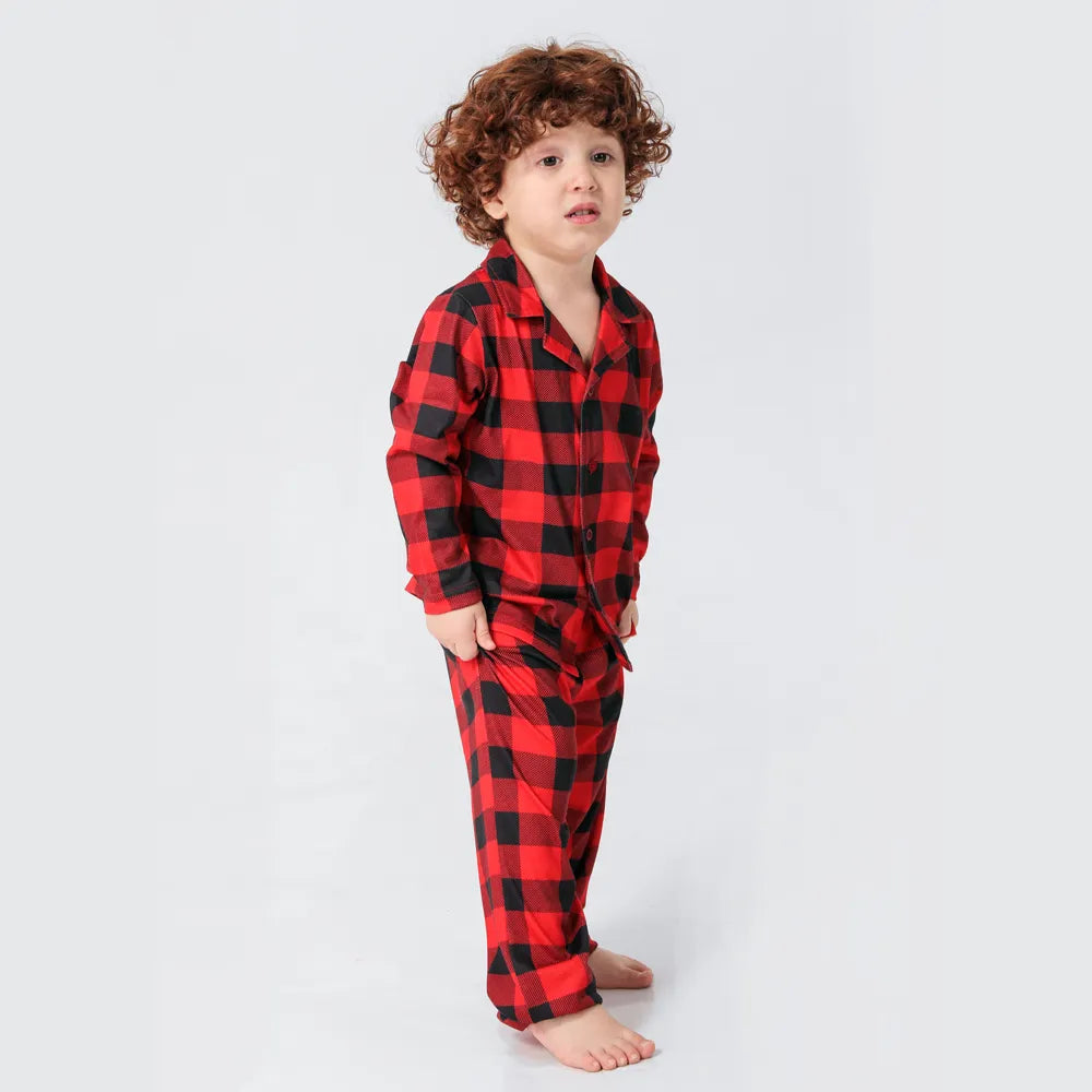 Red Plaid Family Christmas Pajamas and Dog Bandana 90Y-184 boy pjs