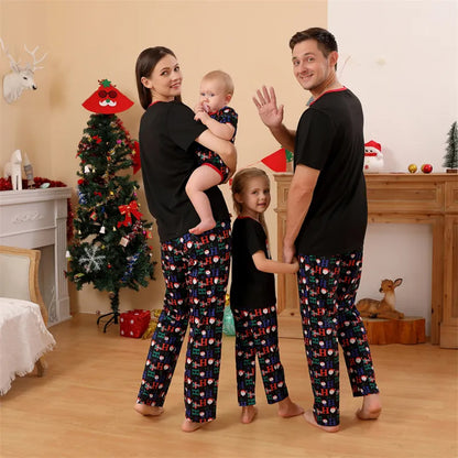 Ho Ho Ho Xmas Short Sleeve Family Pajamas with Dog 90Y-185