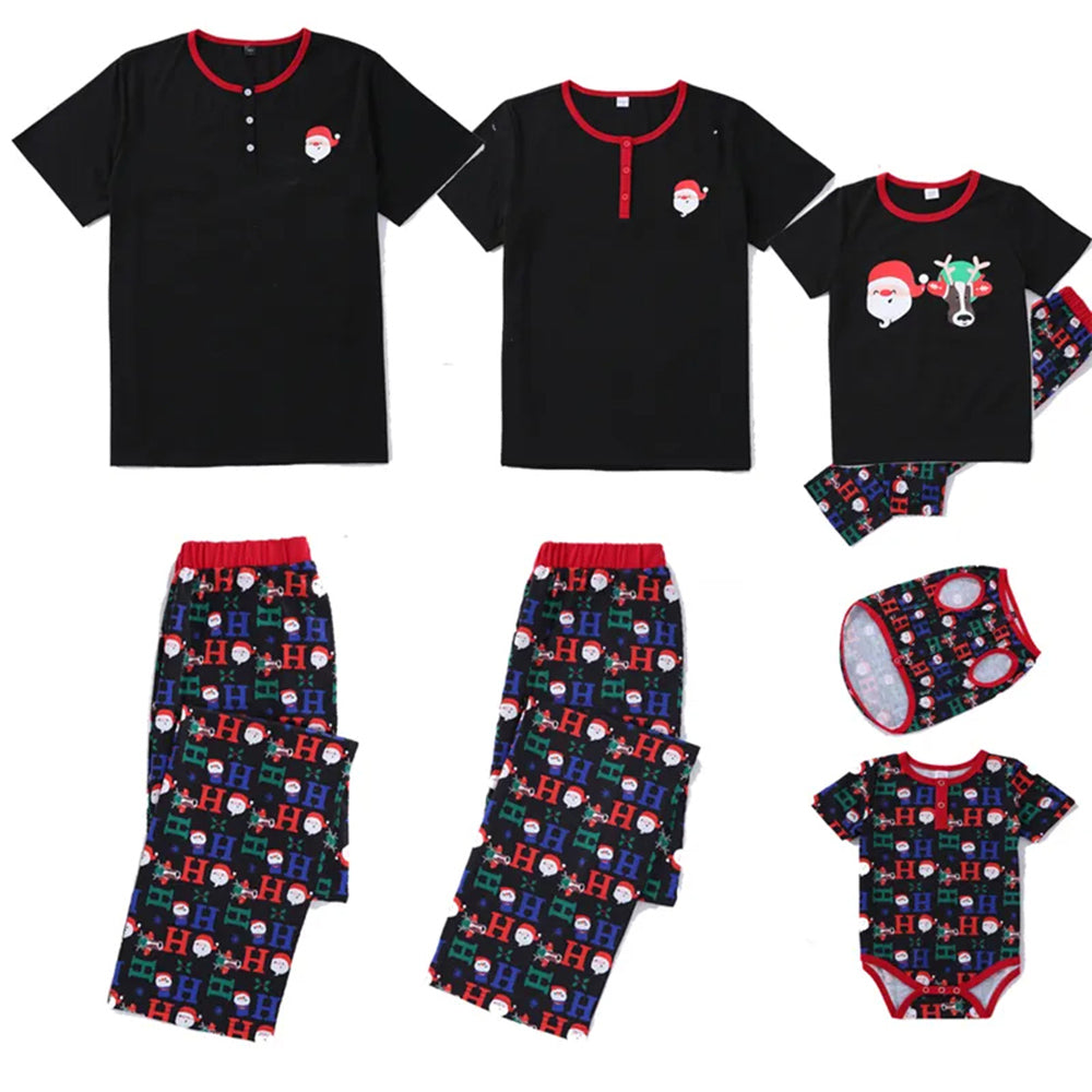 Ho Ho Ho Xmas Short Sleeve Family Pajamas with Dog 90Y-185