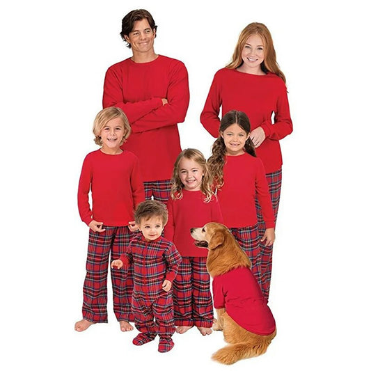 Red Plaid Family Matching Christmas Pajamas 90Y-192